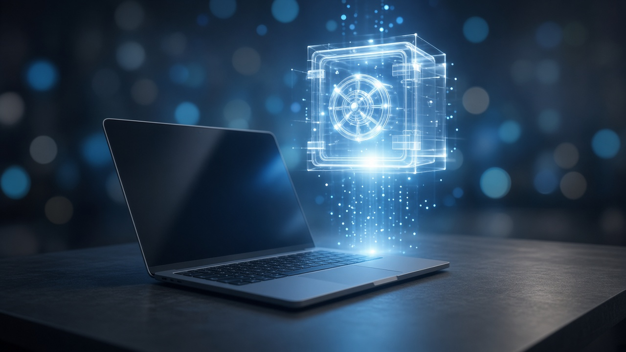 Shield and lock motif over deep teal security backdrop