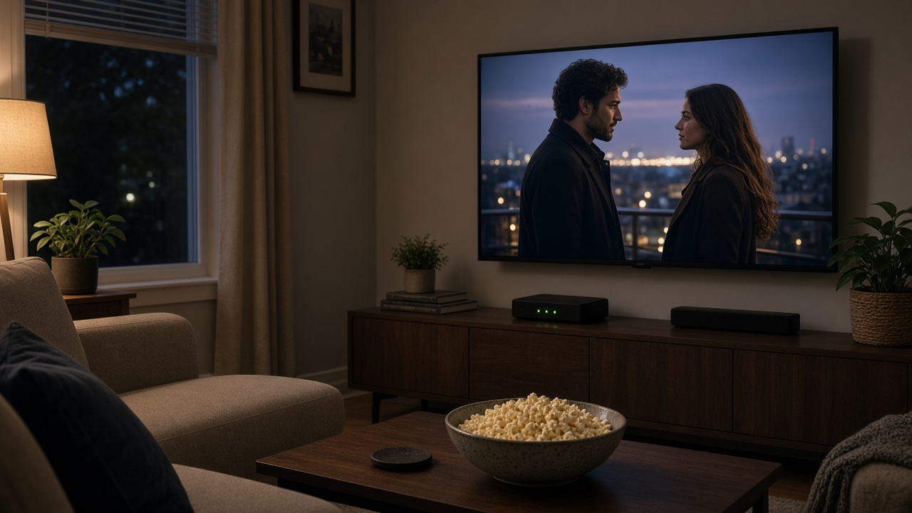 Netflix streaming on a television connected through satellite internet