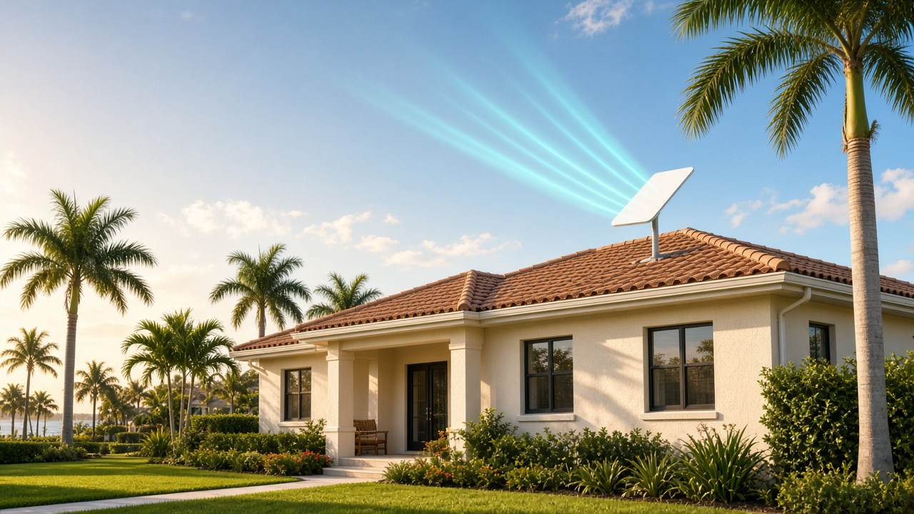 Starlink satellite dish serving a Florida home